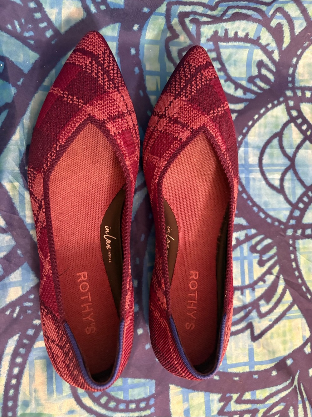 Rothy's Women's Purple/Pink Pointed-Toe Knit Flats